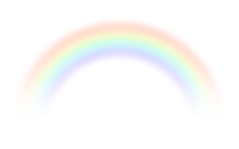 Full rainbow arching across a white background